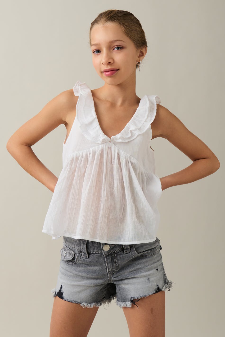 denim shorts - Gris