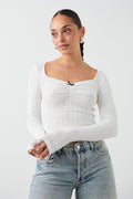 Pointelle bow top - Blanc cassé