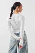 Pointelle bow top - Blanc cassé