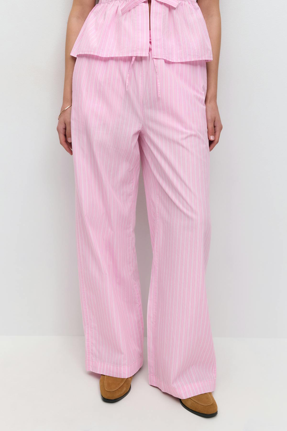 Cotton poplin trousers - Blue/stripe