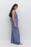 Cotton poplin trousers - Blue/stripe