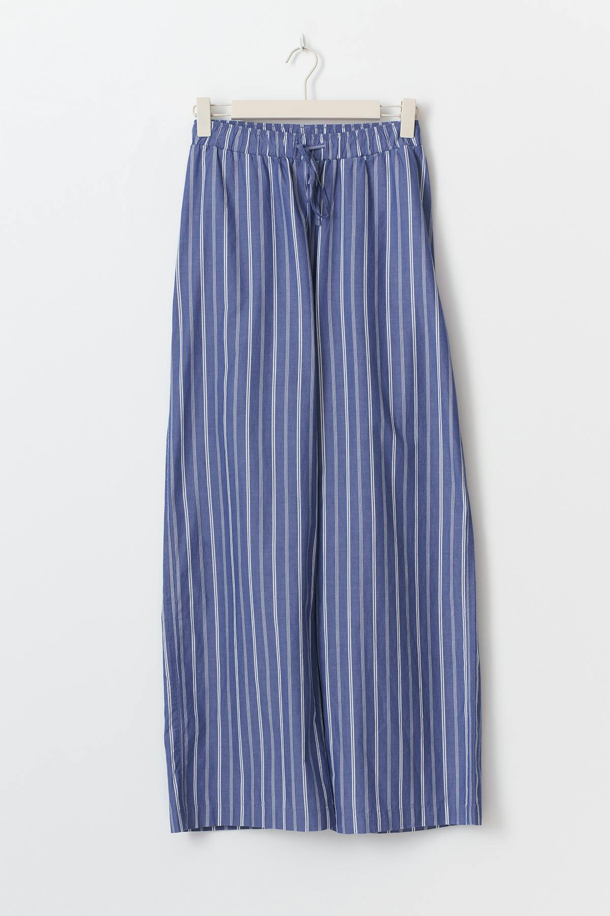 Cotton poplin trousers - Blue/stripe