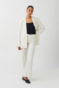 Texture linen blend trousers - White/stripe