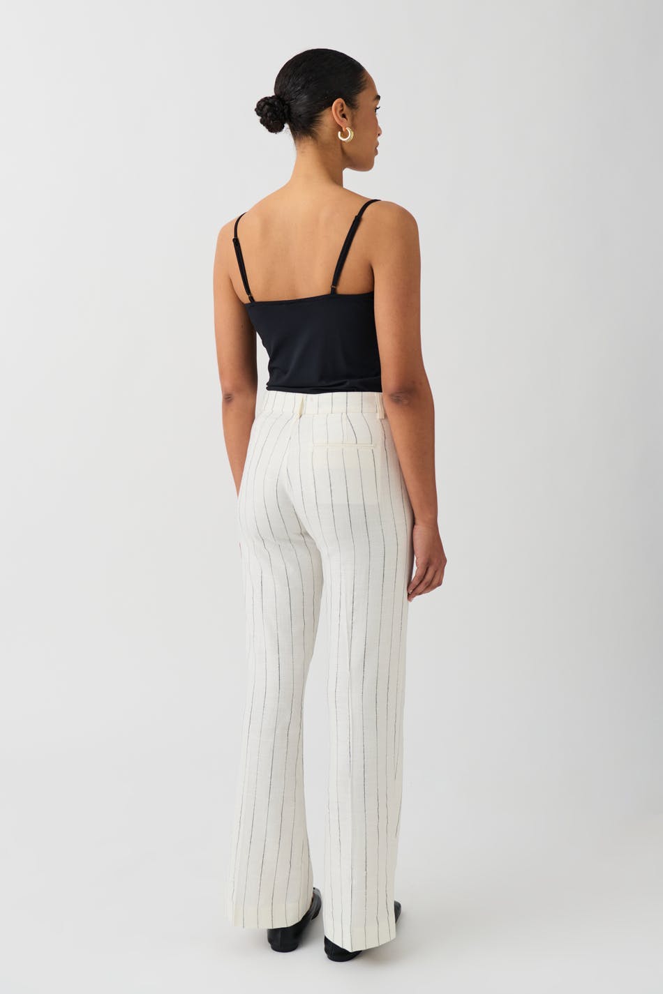 Texture linen blend trousers - White/stripe