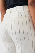 Texture linen blend trousers - White/stripe