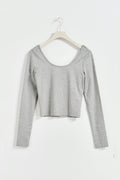 Soft touch deep back ls top - Grey melange