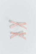 2-pack velvet bow clip - Lt pink velvet