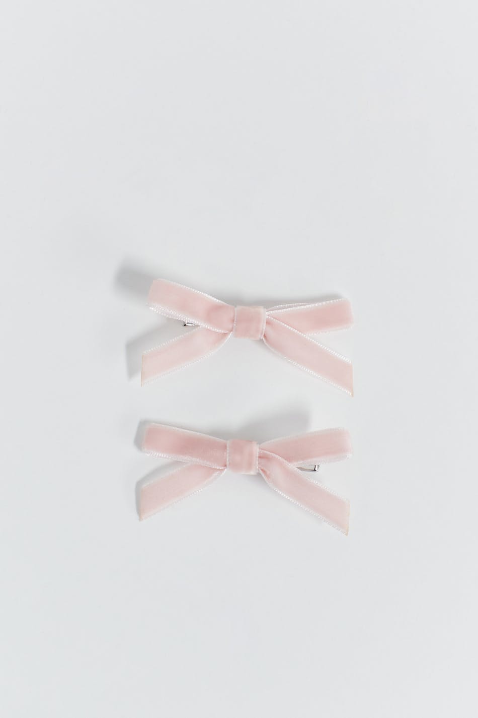 2-pack velvet bow clip - Lt pink velvet