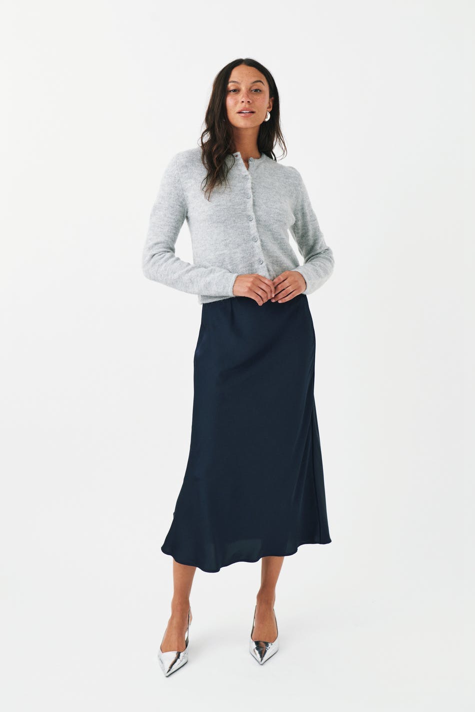 Satin midi skirt - Irish cream