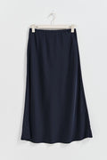 Satin midi skirt - Bleu marine