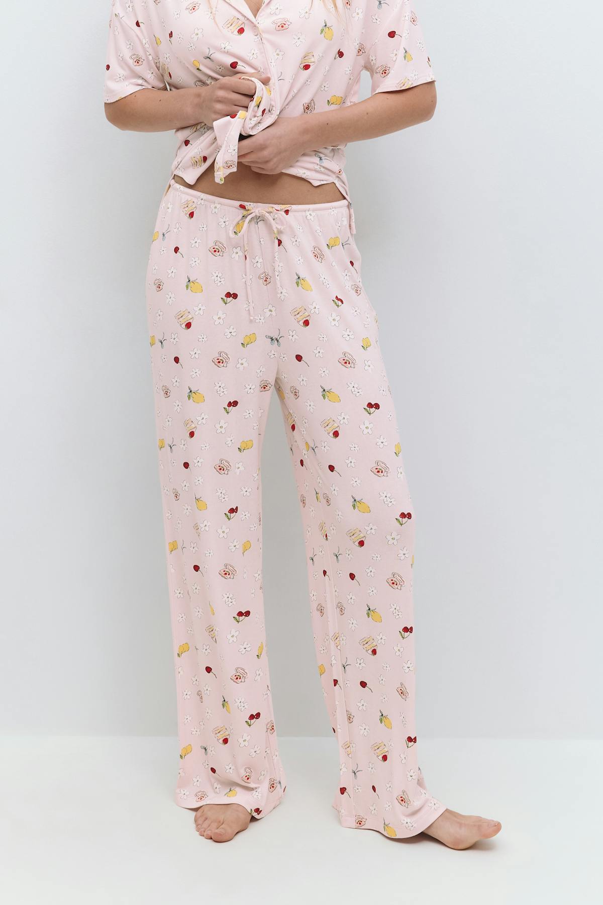 drawstring wide trousers - Ditsy aop