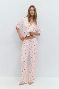 drawstring wide trousers - Ditsy aop