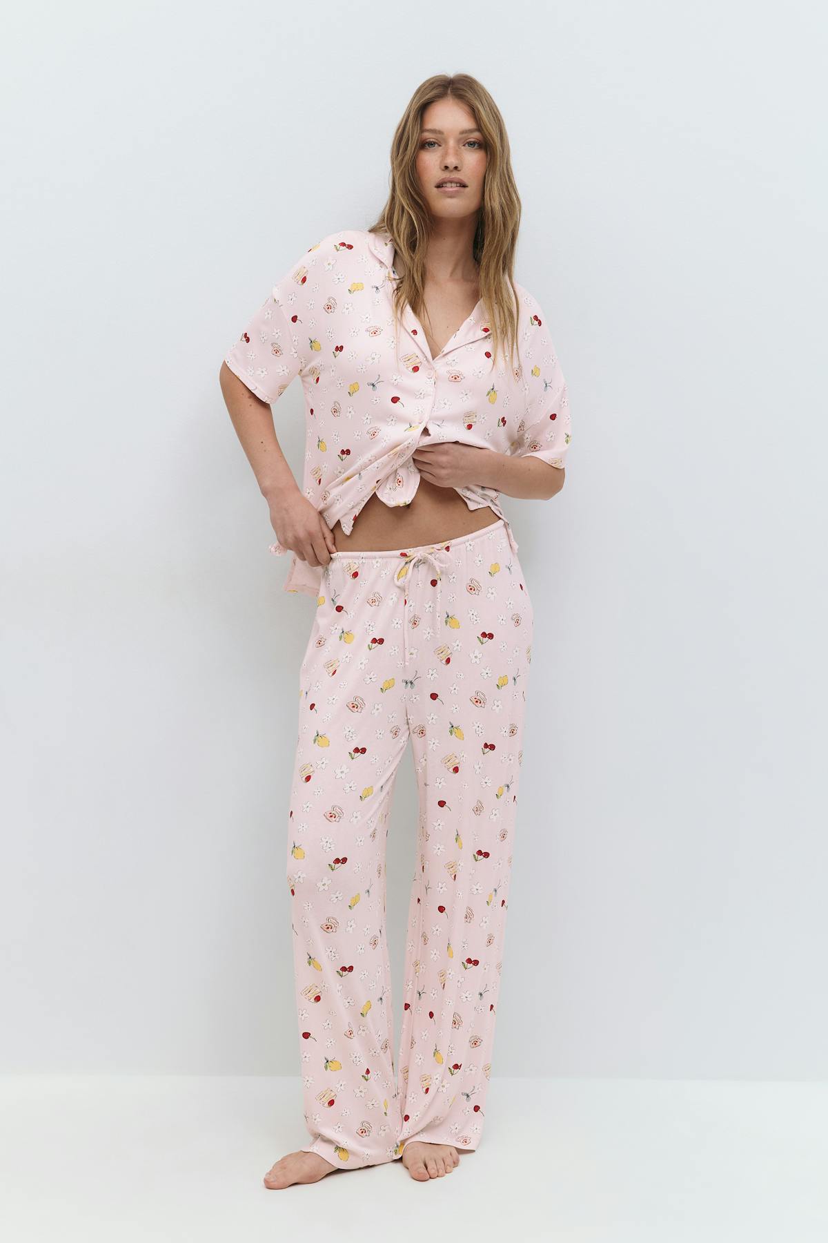 drawstring wide trousers - Ditsy aop