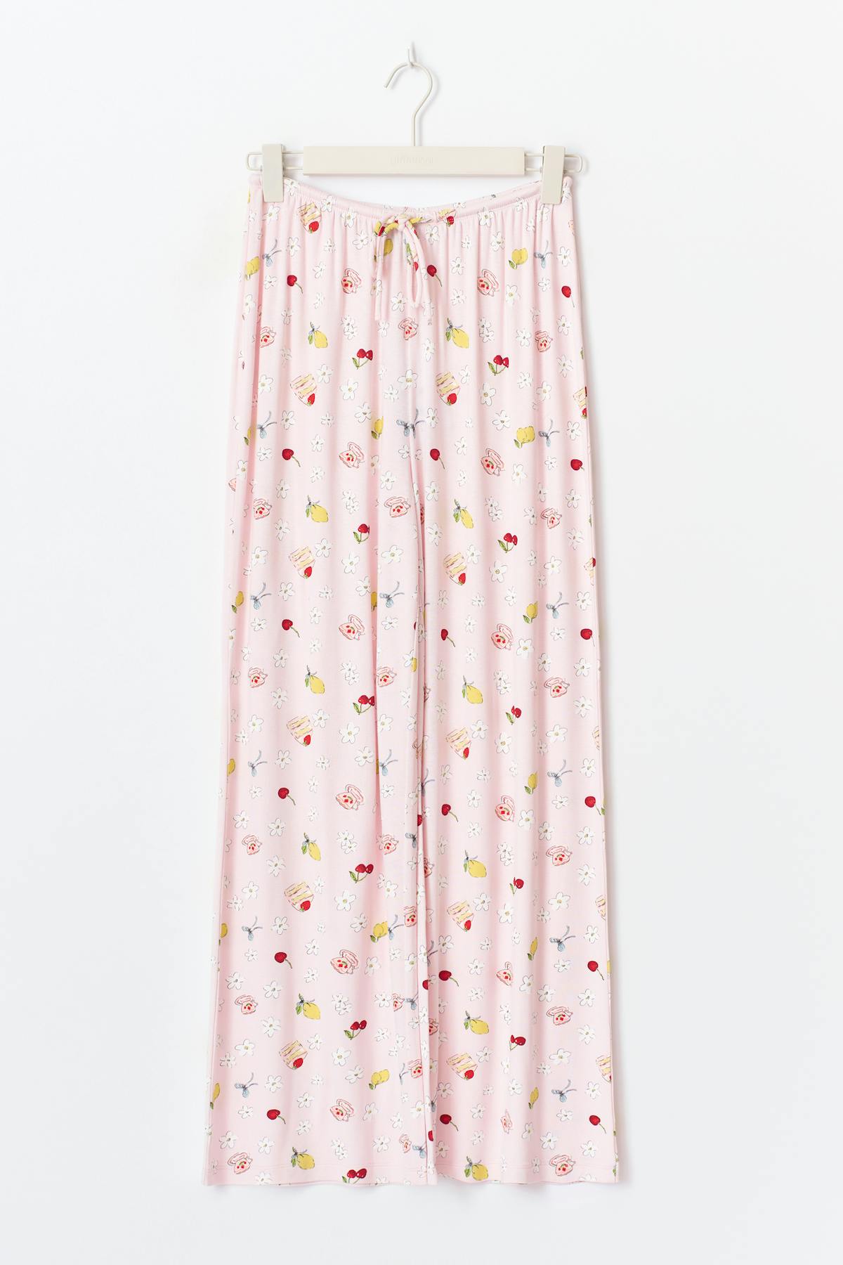 drawstring wide trousers - Flower aop