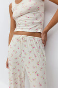 drawstring wide trousers - Ditsy aop