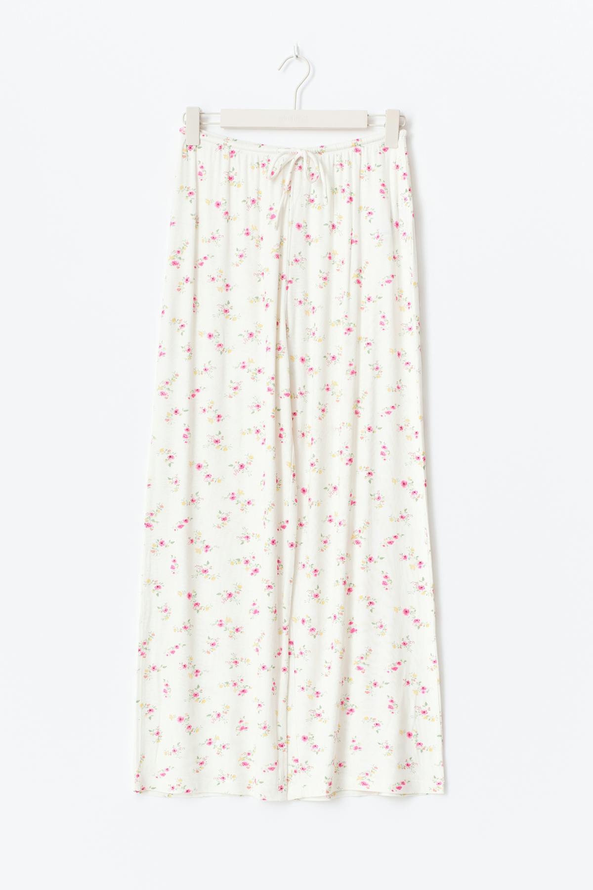 drawstring wide trousers - Ditsy aop