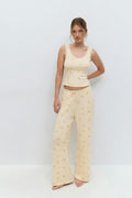 drawstring wide trousers - Flower aop