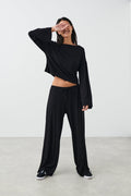drawstring wide trousers - Noir