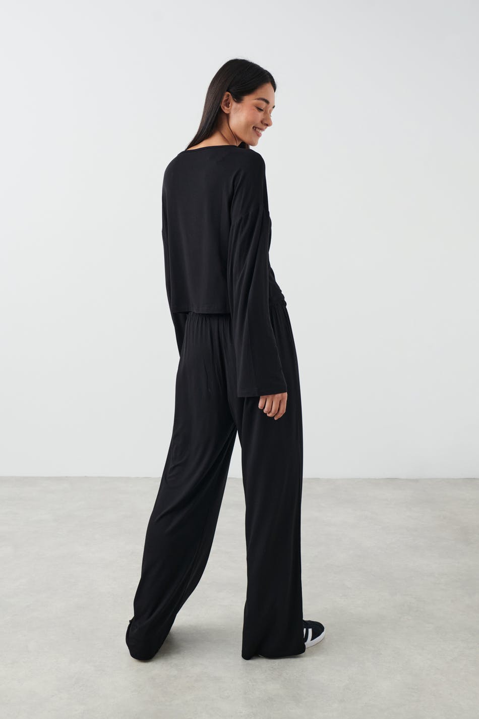 drawstring wide trousers - Noir