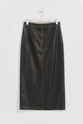 Washed maxi pu skirt - Offblack