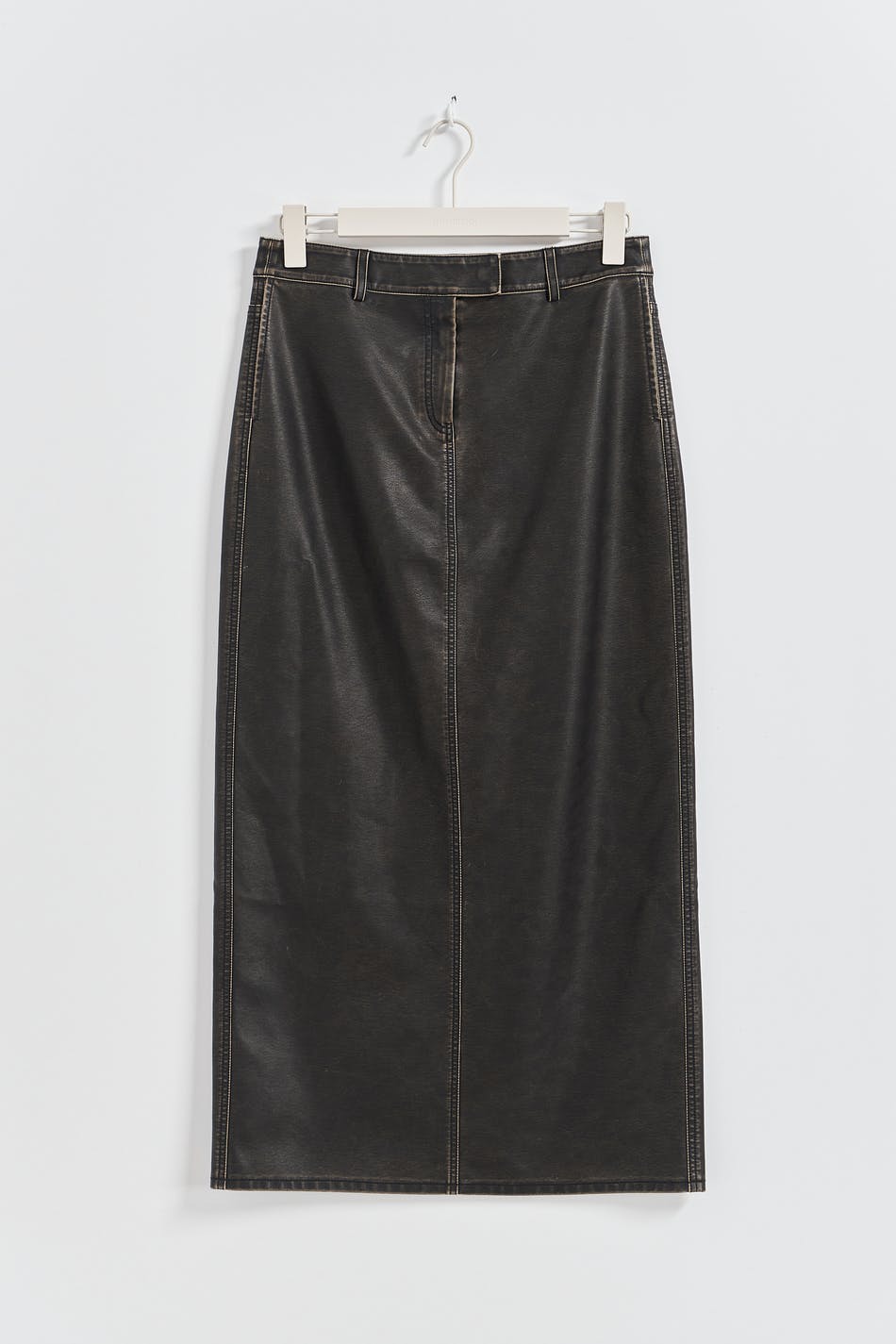 Washed maxi pu skirt - Offblack