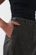 Washed maxi pu skirt - Offblack