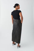 Washed maxi pu skirt - Offblack