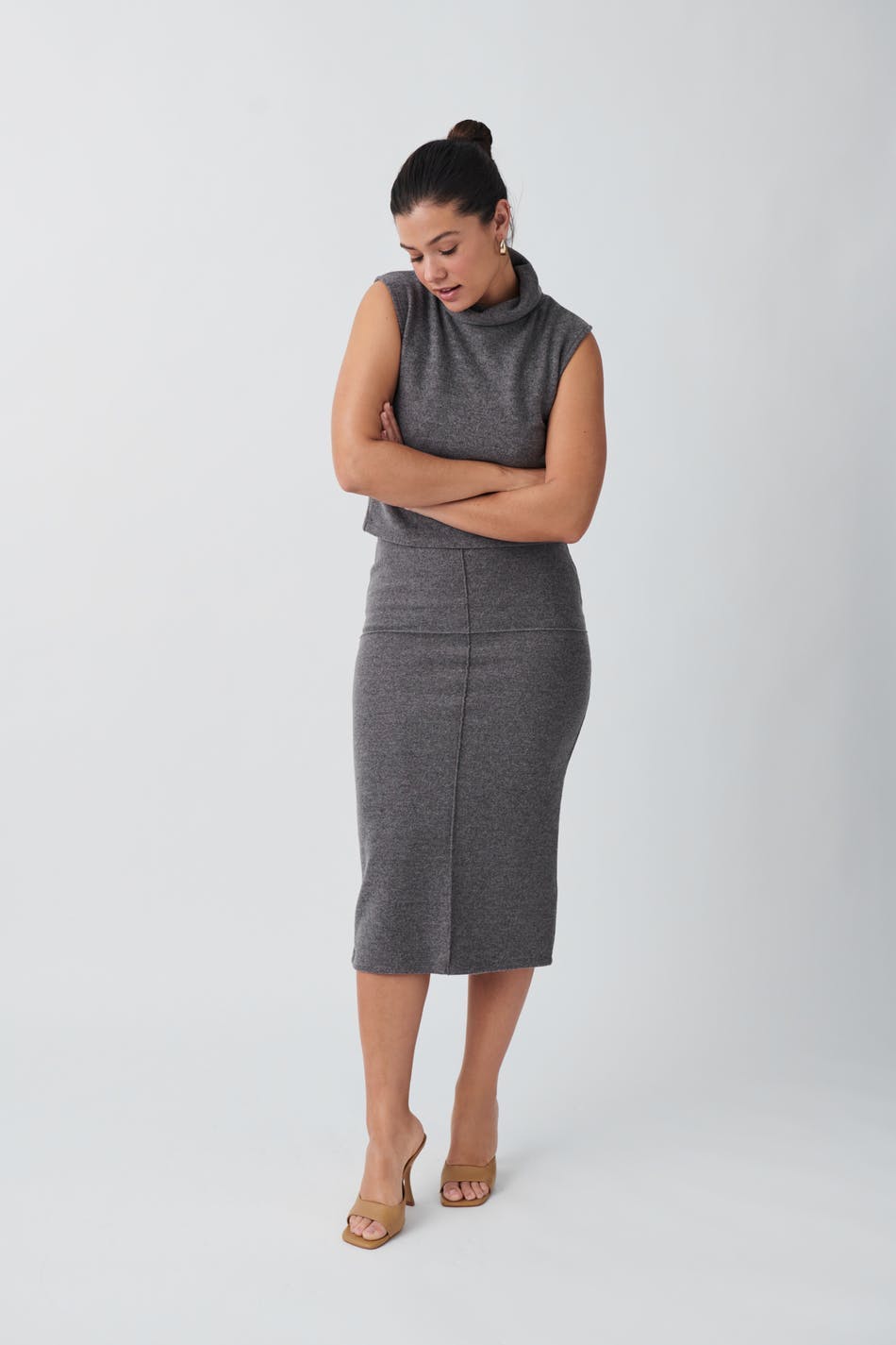 Soft skirt - Brown melange
