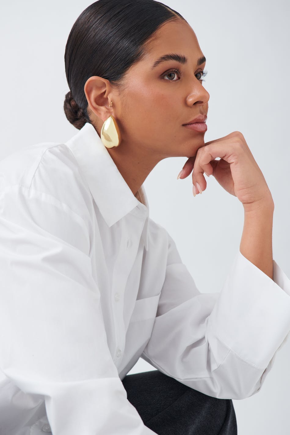 chunky poplin shirt - Blanc