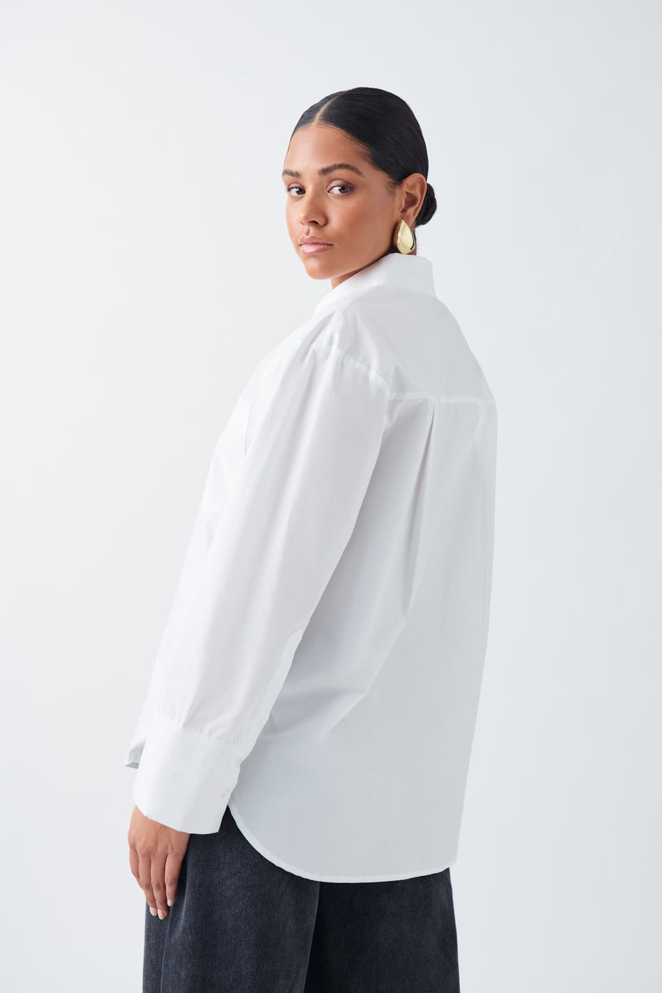 chunky poplin shirt - Blanc