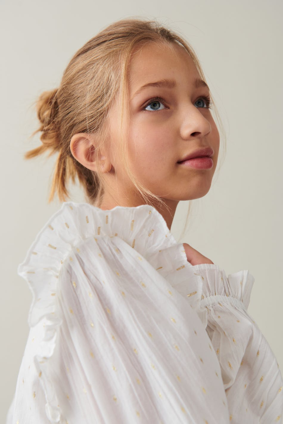 Y double frill blouse - Blanc