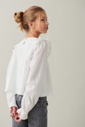 Y double frill blouse - Blanc