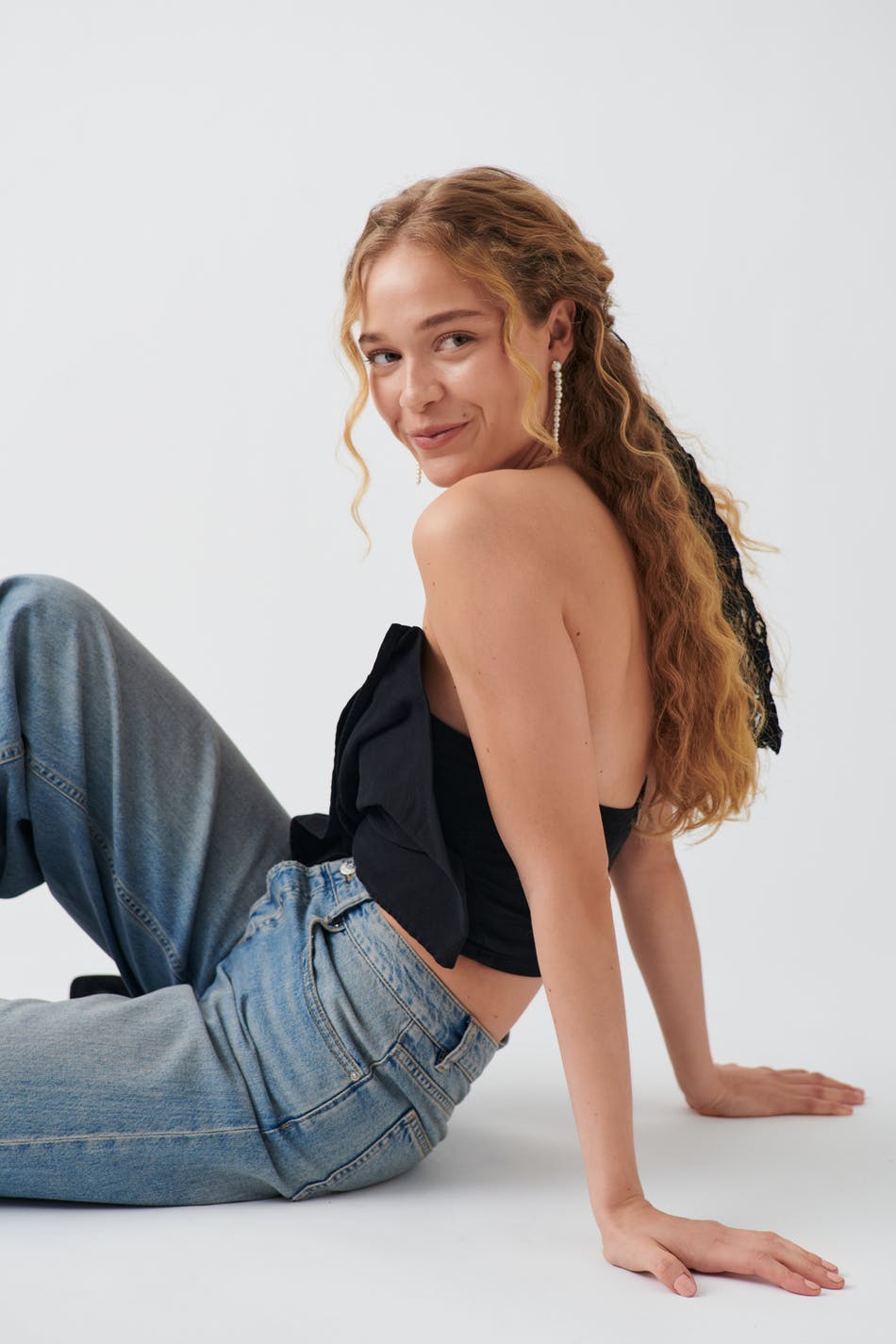Bow denim top - Noir