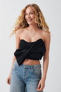 Bow denim top - Noir