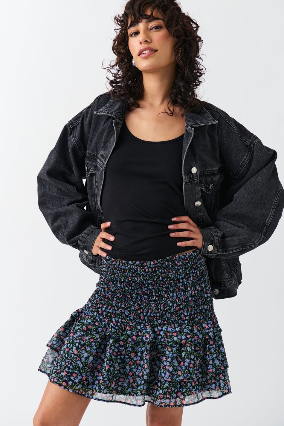 Boho smock skirt - Pink/aop