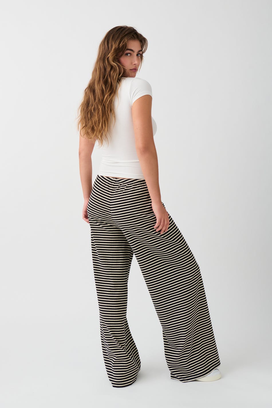 Striped soft trousers - Black/white str