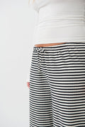 Striped soft trousers - Black/white str