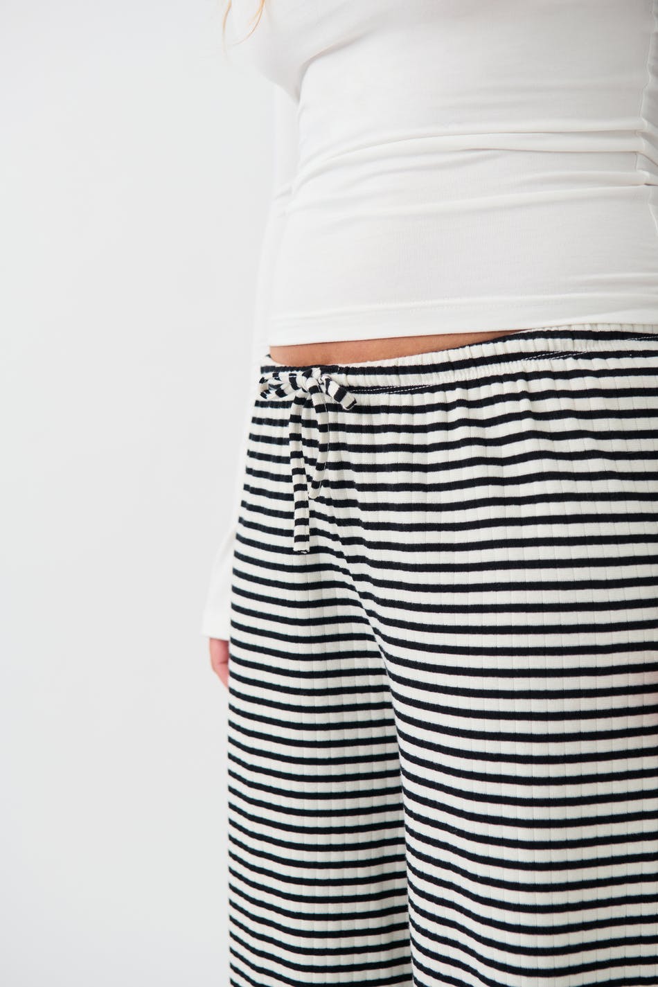 Striped soft trousers - Black/white str