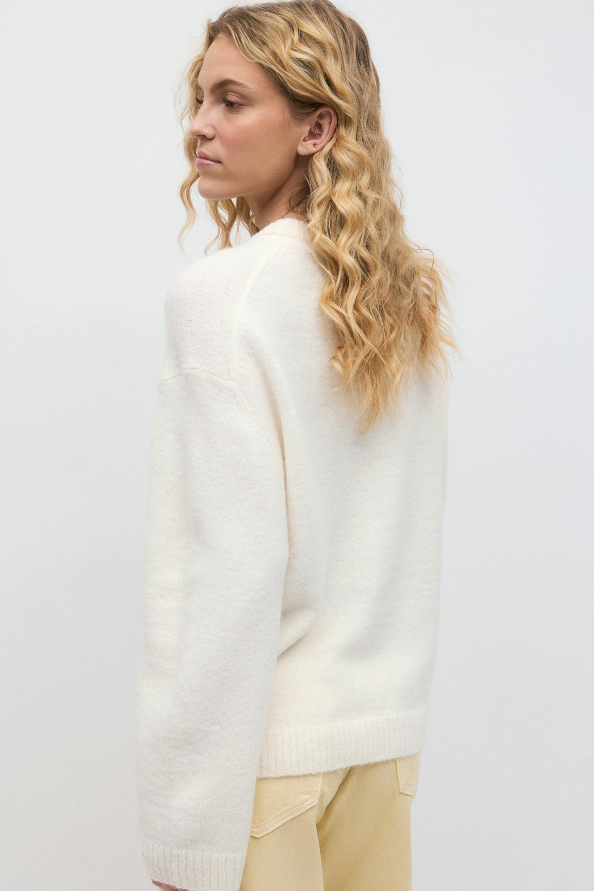 crew neck knitted sweater - Lt grey melange