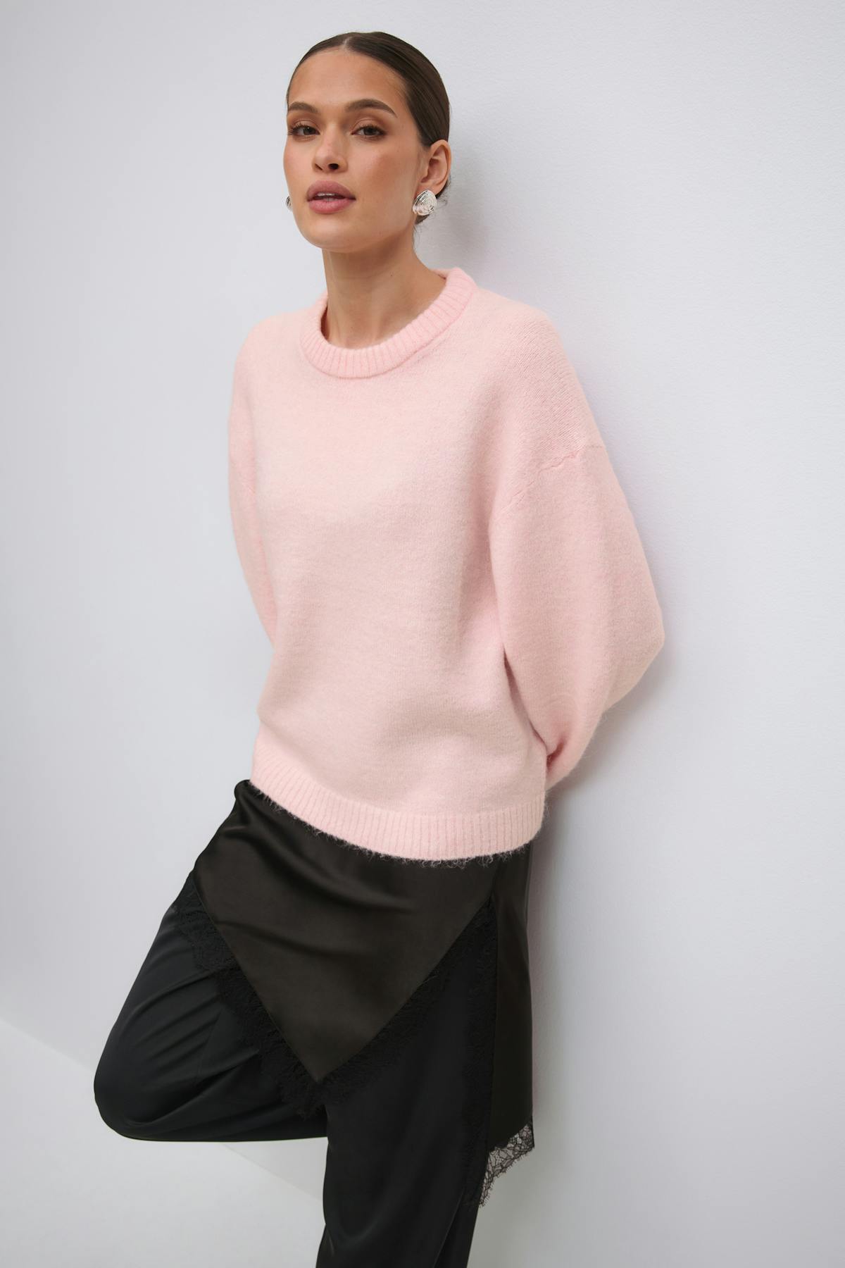 crew neck knitted sweater - Noir