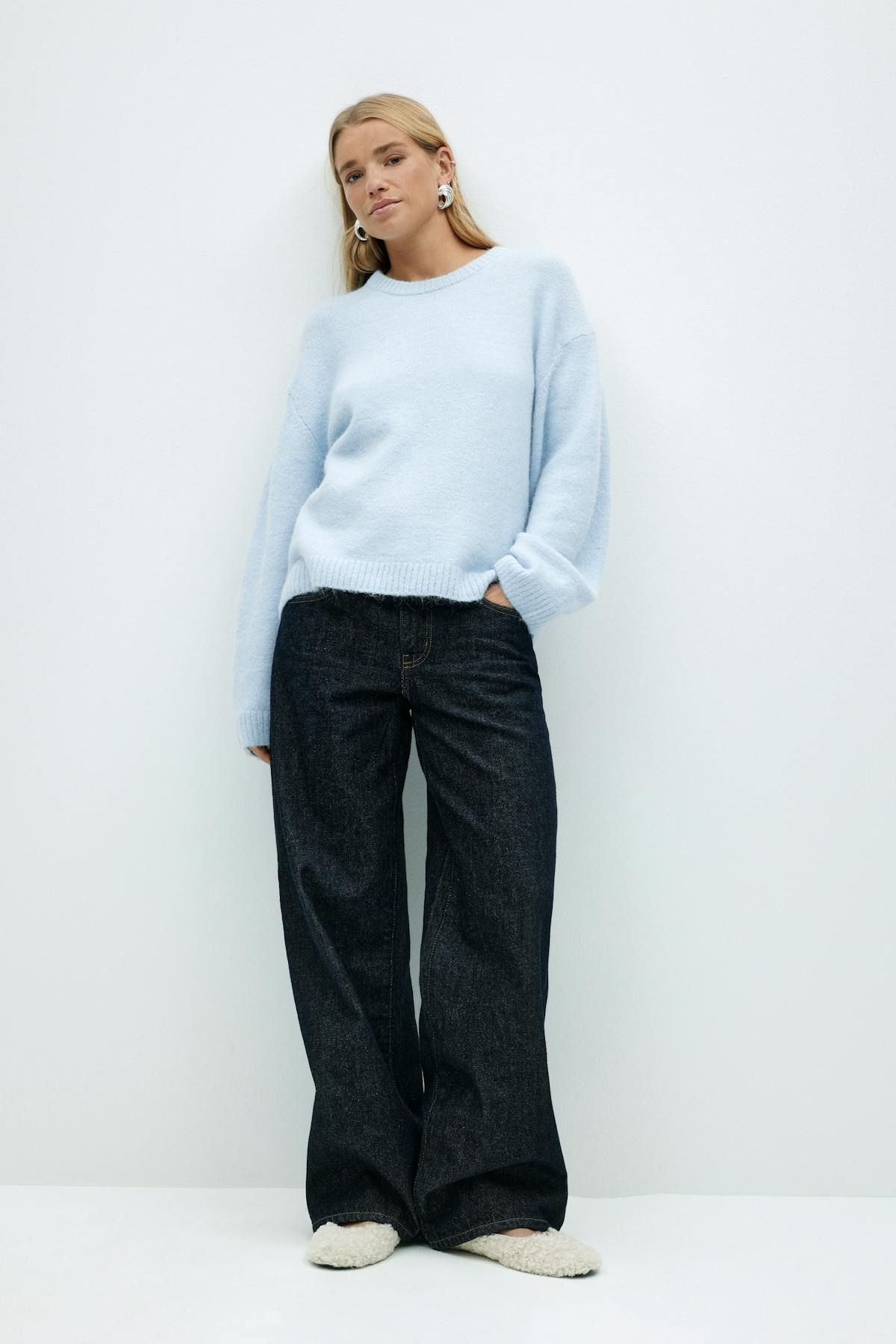 crew neck knitted sweater - Navy blazer