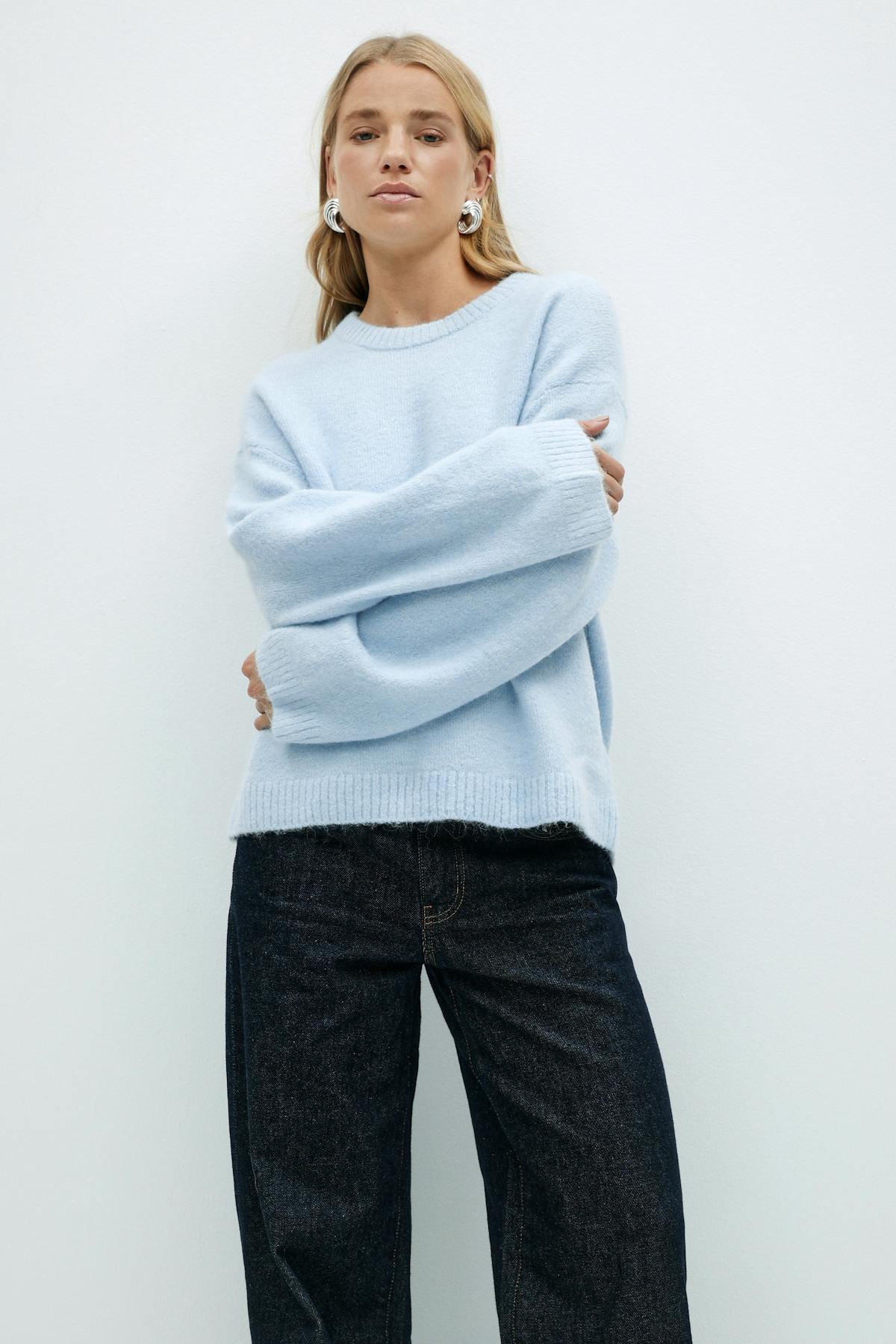 crew neck knitted sweater - Desert sage