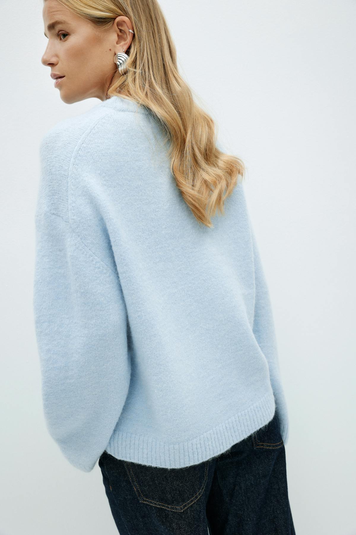 crew neck knitted sweater - Navy blazer