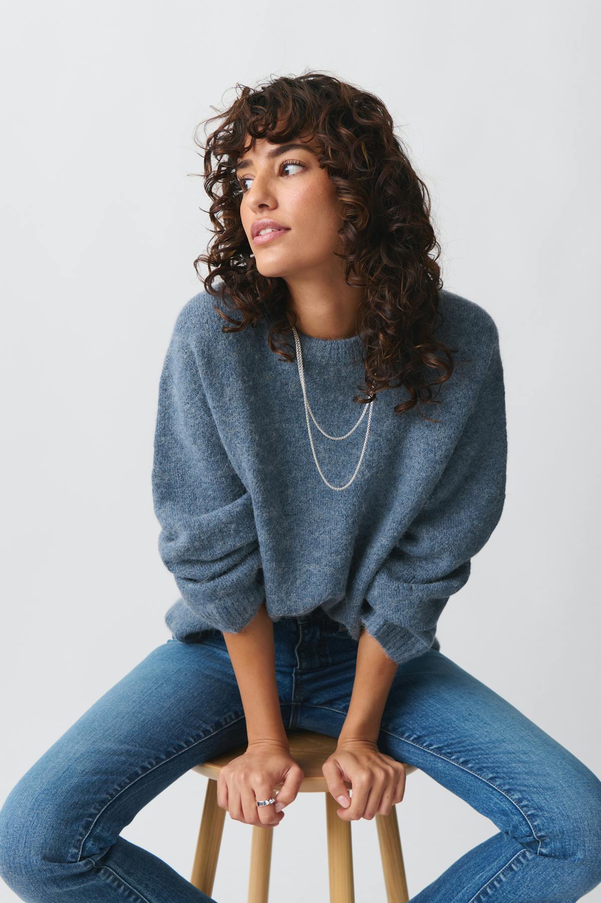 crew neck knitted sweater - Noir