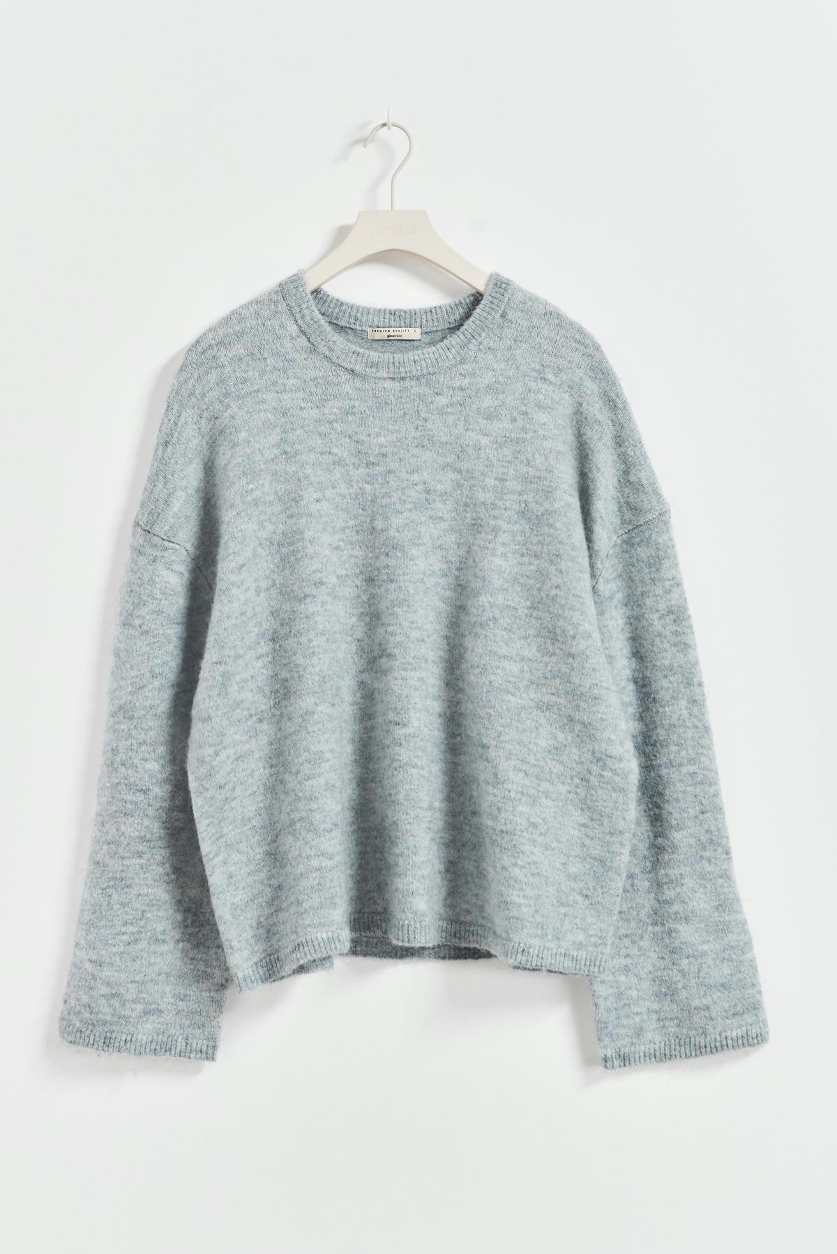 crew neck knitted sweater - Lt grey melange