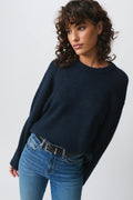 crew neck knitted sweater - Dusty blue
