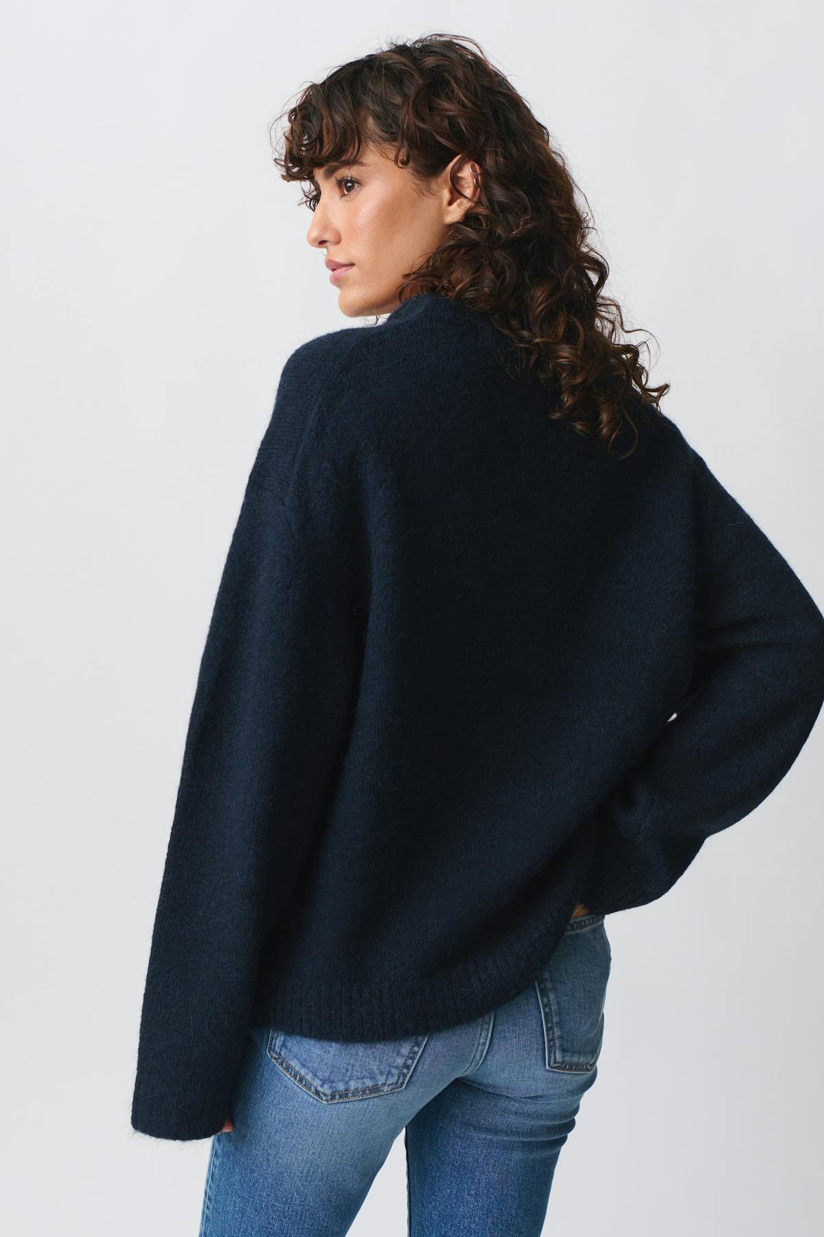 crew neck knitted sweater - Dusty blue