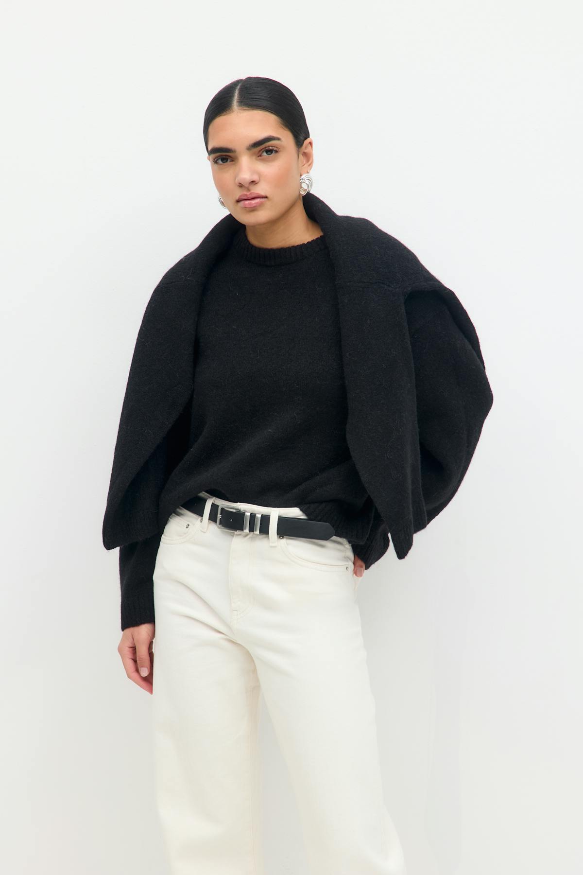 crew neck knitted sweater - Gardenia