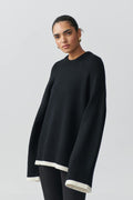 Contrast knit sweater - Noir