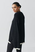 Contrast knit sweater - Noir